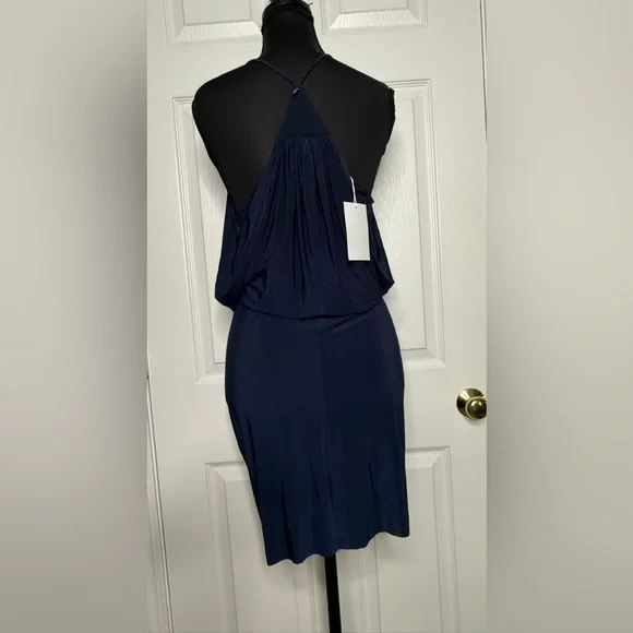 MISA Los Angeles | Domino Tie Front Midi Dress in Midnight - Picture 4 of 7